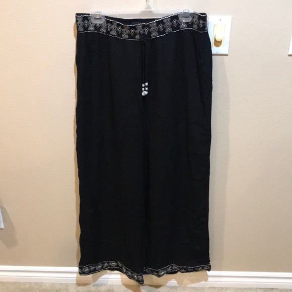 NWT Philosophy Republic Clothing Wide Leg Pants w/Bead & Embroidery Detailing-L - Picture 1 of 12
